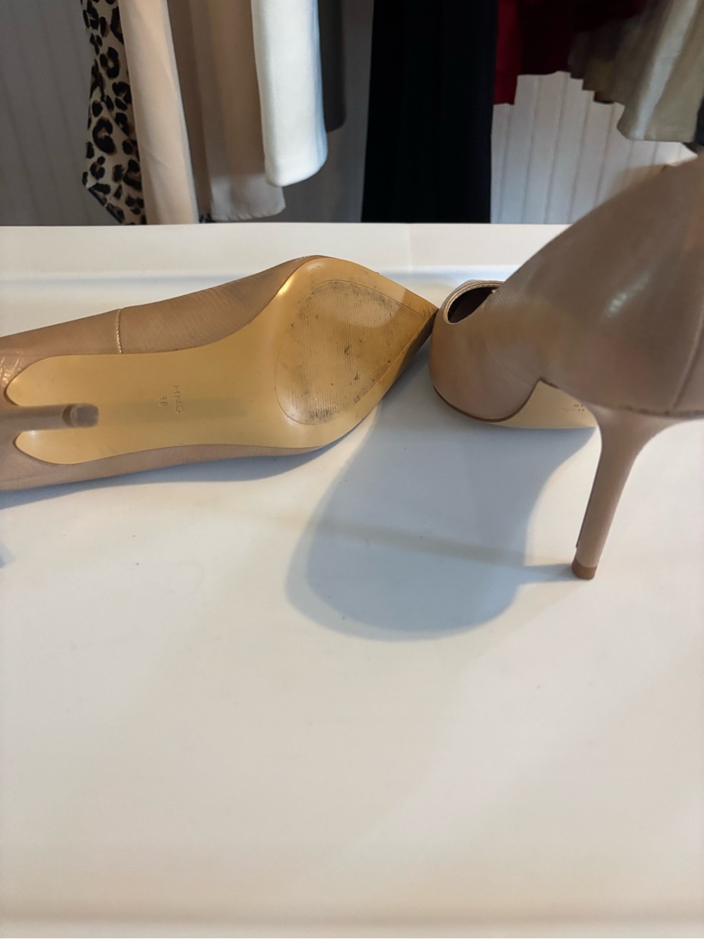Mango Nude Textured Pointed-Toe Pumps - Picture 3 of 3